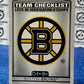 2021-22 O-PEE-CHEE TEAM CHECKLIST # 553 BOSTON BRUINS NHL HOCKEY CARD