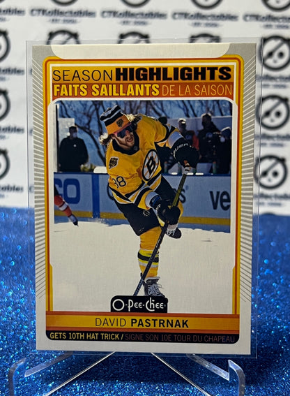 2021-22 O-PEE-CHEE DAVID PASTRNAK # 595 SEASON HIGHLIGHTS BOSTON BRUINS NHL HOCKEY CARD