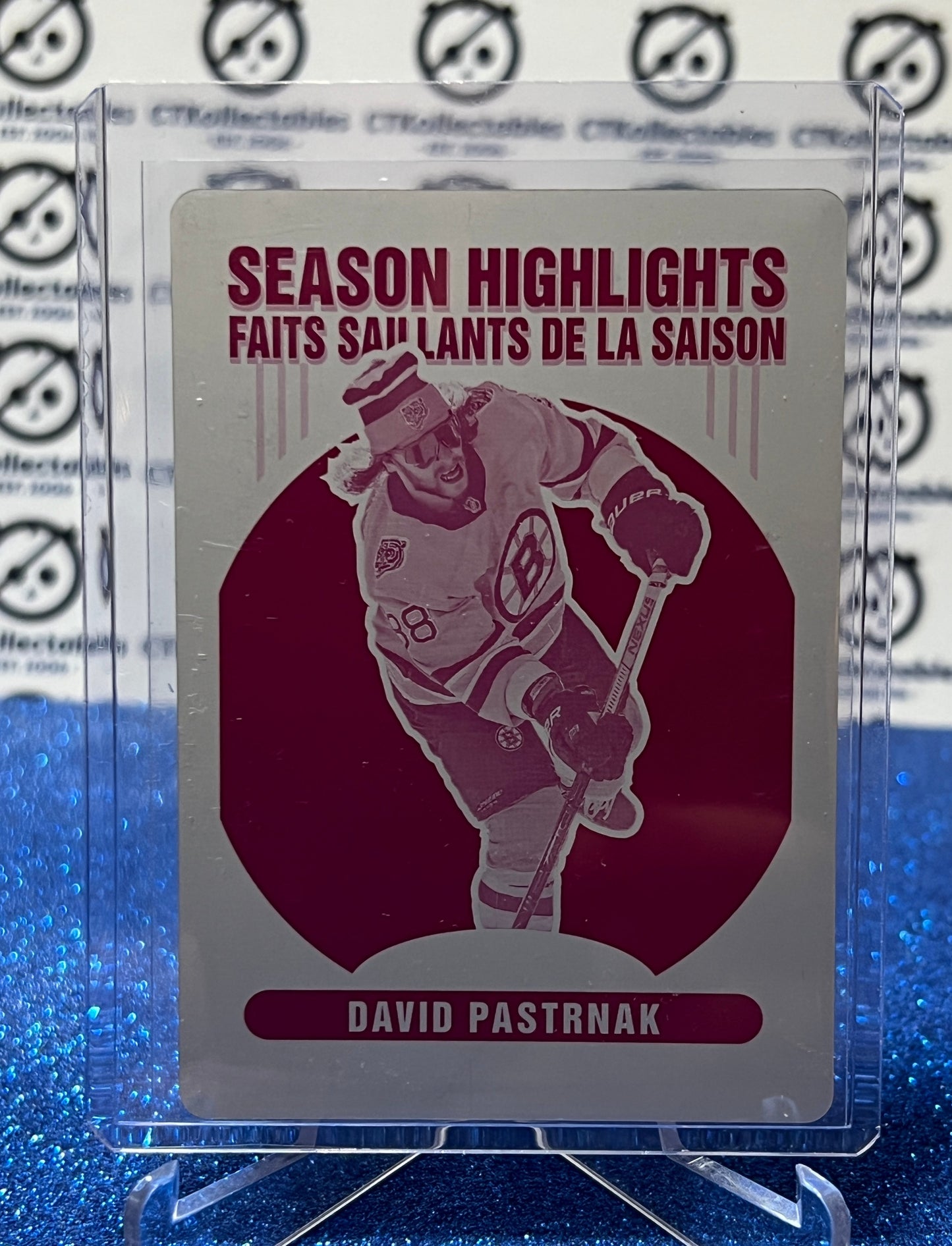 2021-22 O-PEE-CHEE DAVID PASTRNAK # 595 RETRO PRINTING PLATE 1/1 SEASON HIGHLIGHTS BOSTON BRUINS NHL HOCKEY CARD