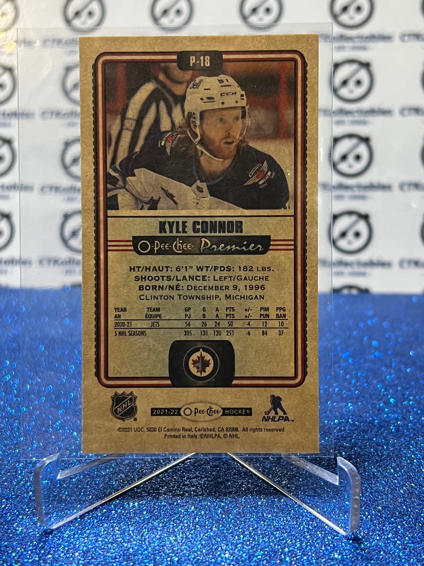 2021-22 O-PEE-CHEE PREMIER KYLE CONNOR # P-18 TALLBOYS WINNIPEG JETS NHL HOCKEY CARD