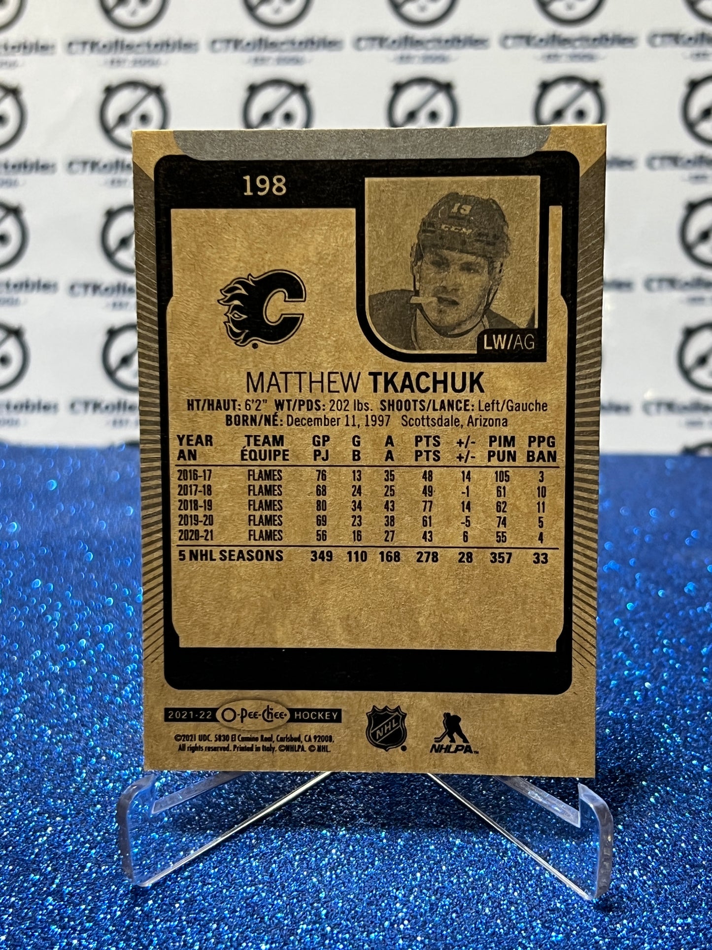 2021-22  O-PEE-CHEE MATTHEW TKACHUK # 198 CALGARY FLAMES NHL HOCKEY TRADING CARD