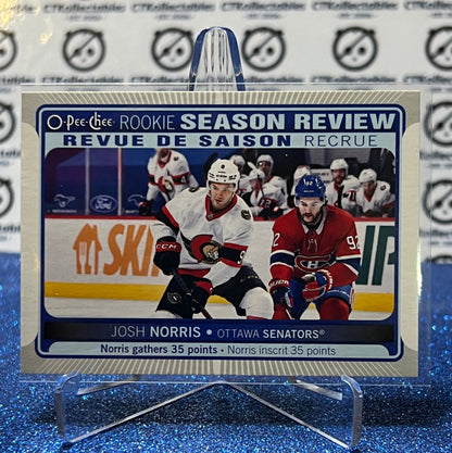 2021-22  O-PEE-CHEE JOSH NORRIS # 546 ROOKIE SEASON REVIEW  OTTAWA SENATORS NHL HOCKEY TRADING CARD