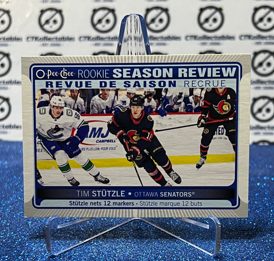 2021-22  O-PEE-CHEE TIM STUTZLE # 547 ROOKIE SEASON REVIEW OTTAWA SENATORS NHL HOCKEY TRADING CARD