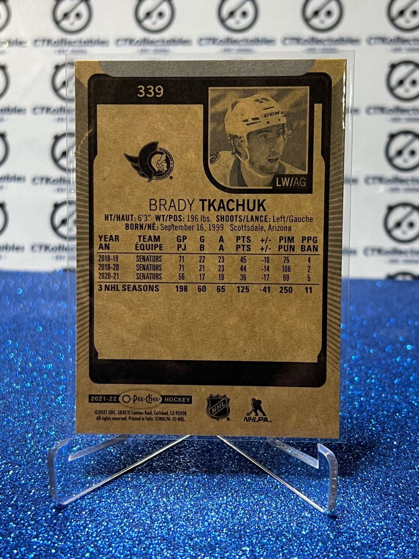 2021-22  O-PEE-CHEE BRADY TKACHUK # 339 OTTAWA SENATORS NHL HOCKEY TRADING CARD