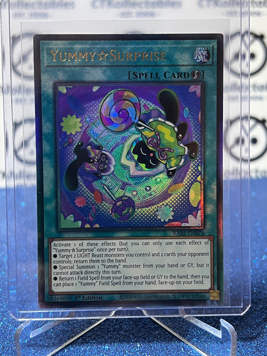 YU-GI-OH! RARITY COLLECTION YUMMY SURPRISE # RAO5-EN074 ULTRA RARE EMBOSSED GOLD 1ST EDITION TCG CARD