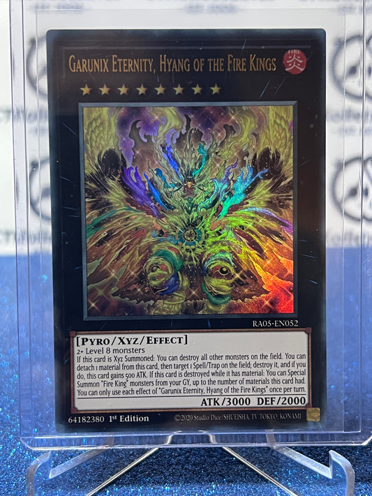 YU-GI-OH! RARITY COLLECTION GARUNIX ETERNITY, HYANG OF THE FIRE KINGS # RAO5-EN052  SECRET RARE GOLD 1ST EDITION TCG CARD