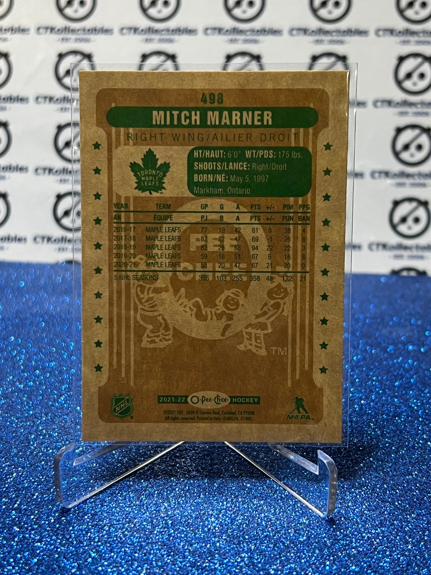 2021-22  O-PEE-CHEE MITCH MARNER  # 498 RETRO TORONTO MAPLE LEAFS NHL HOCKEY TRADING CARD