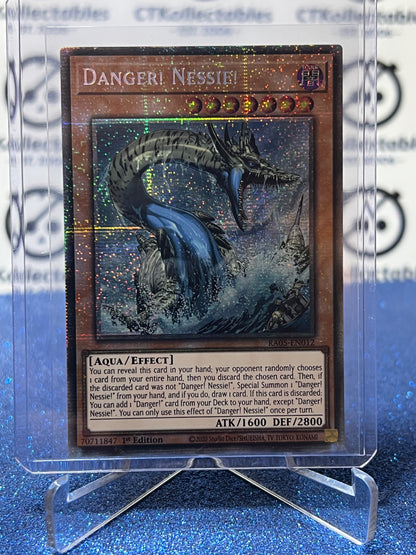 YU-GI-OH! RARITY COLLECTION DANGER! NESSIE! # RAO5-EN012 SECRET PRISMATIC 1ST EDITION TCG CARD