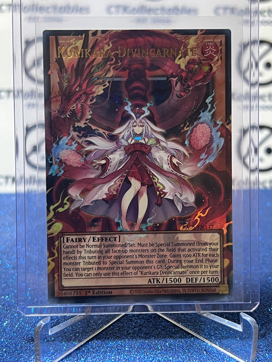 YU-GI-OH! RARITY COLLECTION KURIKARA DIVINCARNATE # RAO5-EN147 EXTENDED ART 1ST EDITION TCG CARD