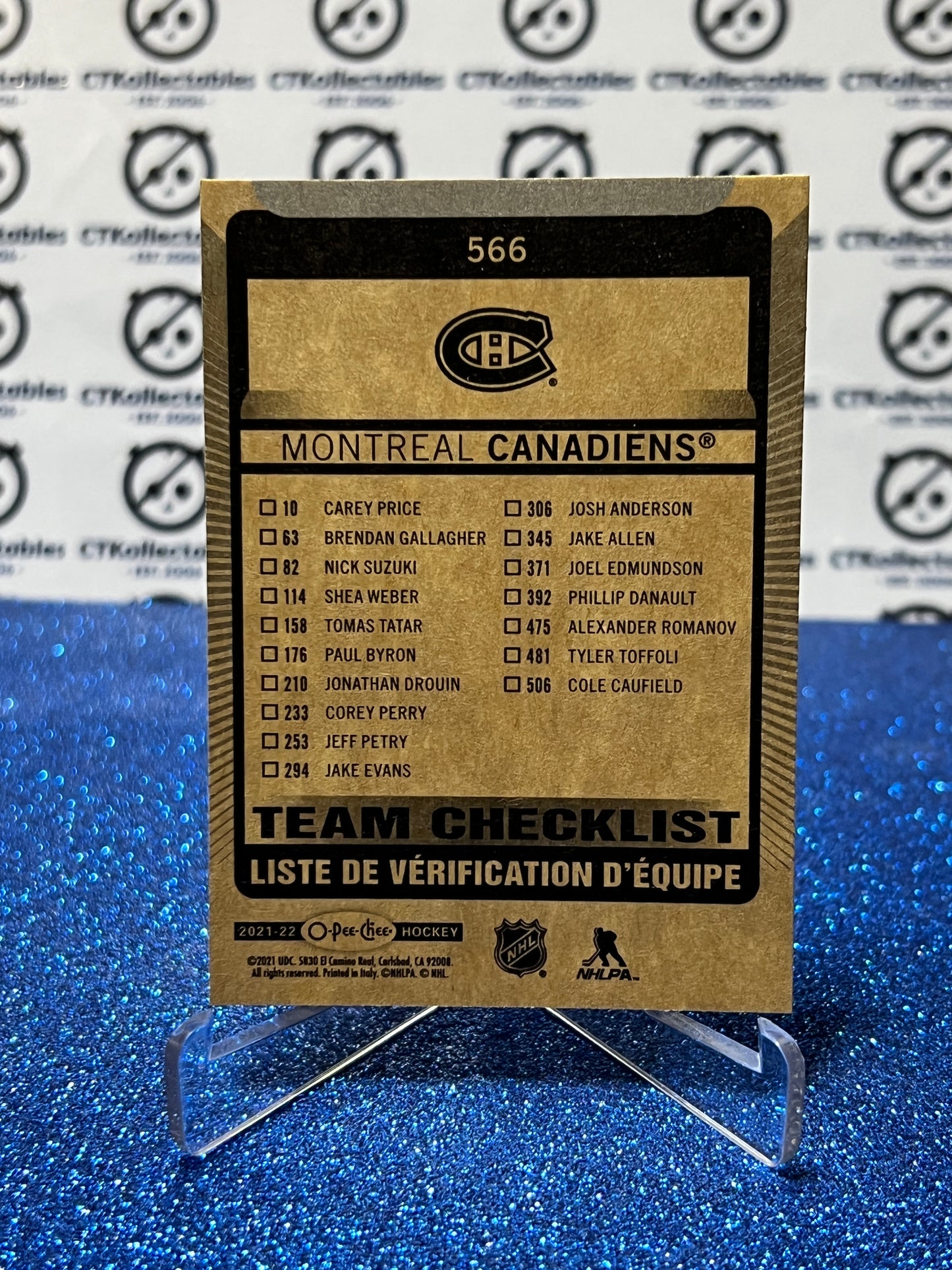 2021-22  O-PEE-CHEE TEAM CHECKLIST # 566 MONTREAL CANADIENS NHL HOCKEY TRADING CARD