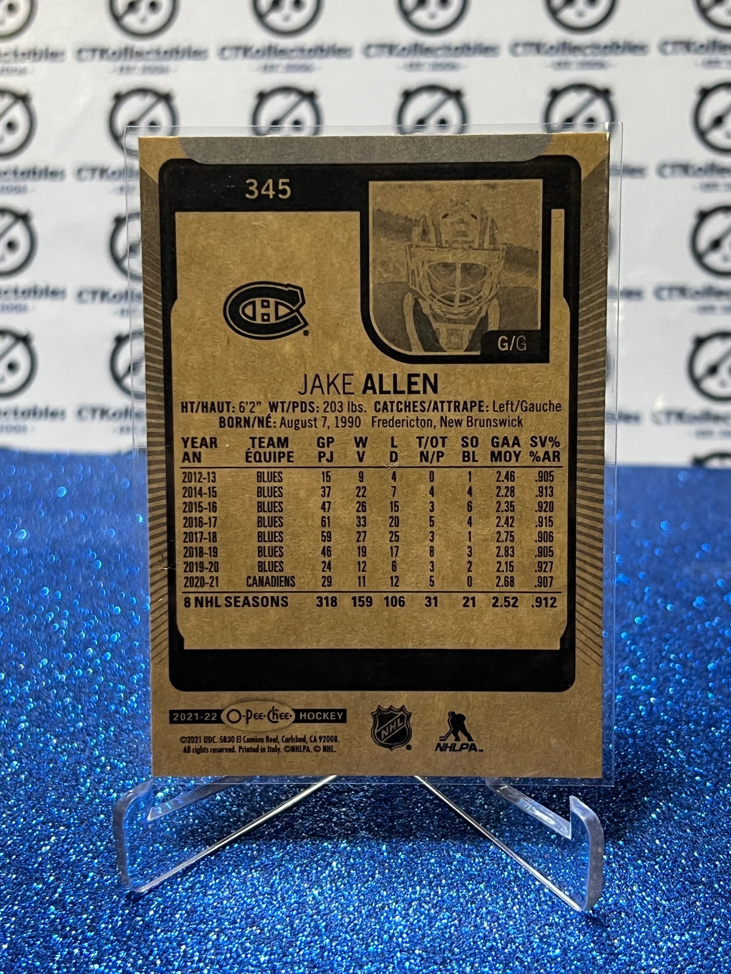 2021-22 O-PEE-CHEE JAKE ALLEN # 345 MONTREAL CANADIENS HOCKEY CARD