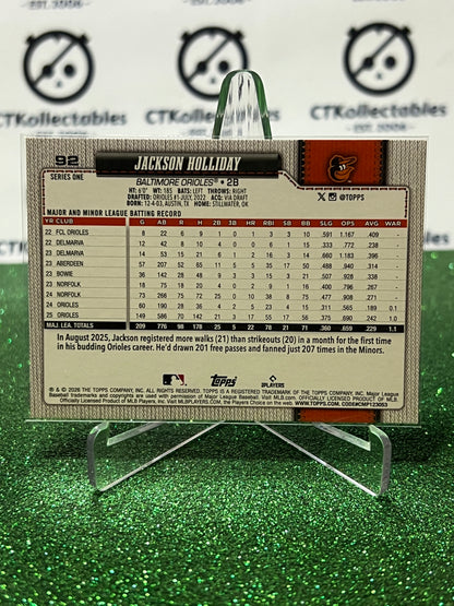 2026 TOPPS  75 JACKSON HOLLIDAY # 92 FOIL PARALLEL BALTIMORE ORIOLES BASEBALL CARD