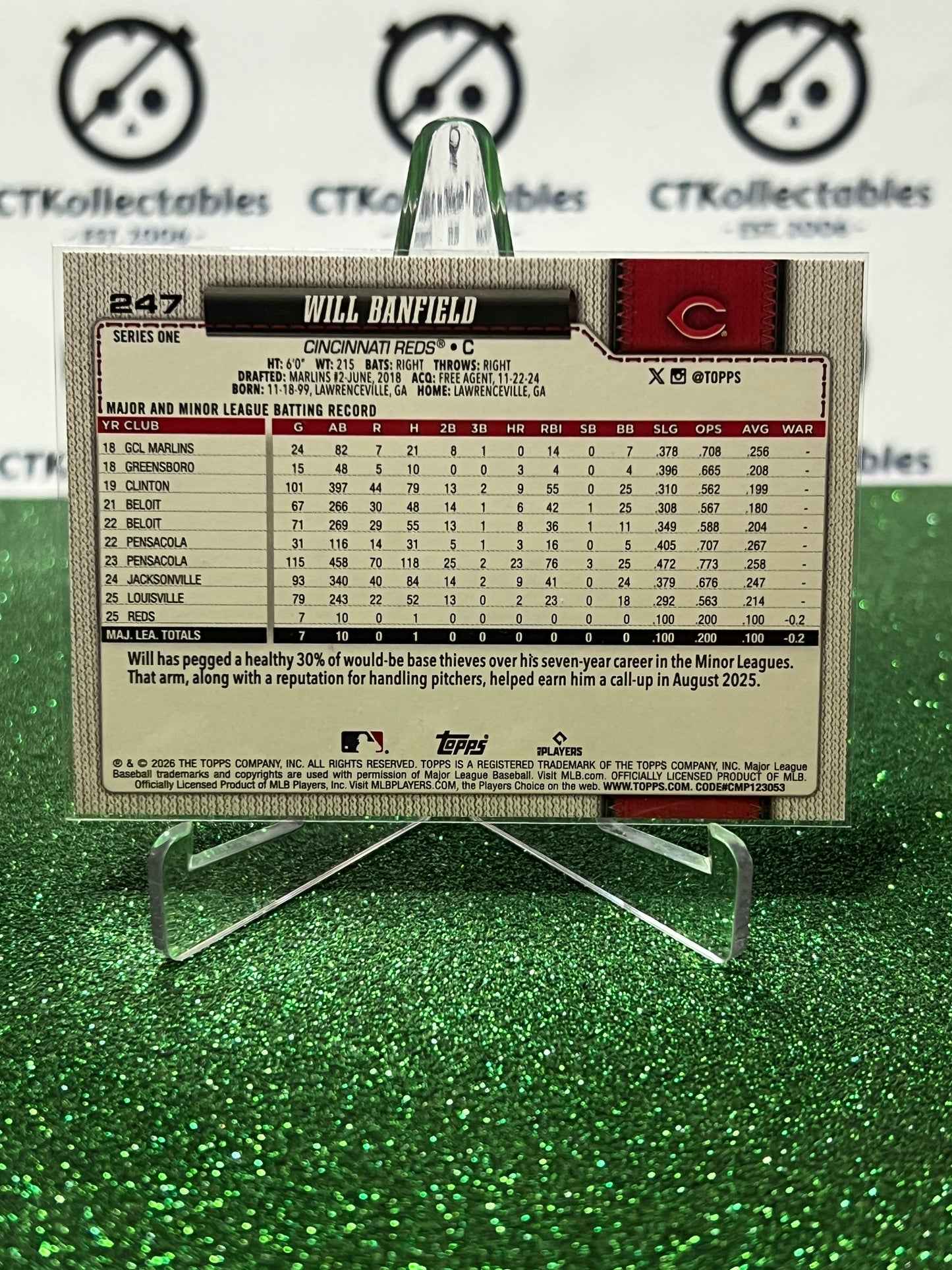 2026 TOPPS 75 WILL BANFIELD  # 247 RC CINCINNATI REDS BASEBALL CARD