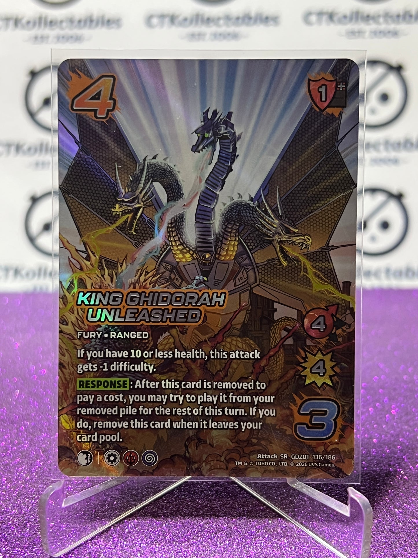 2026 UNIVERSUS KING GHIDORAH UNLEASHED  # SR GDZ01 136/186 FOIL GAME TRADING CARD