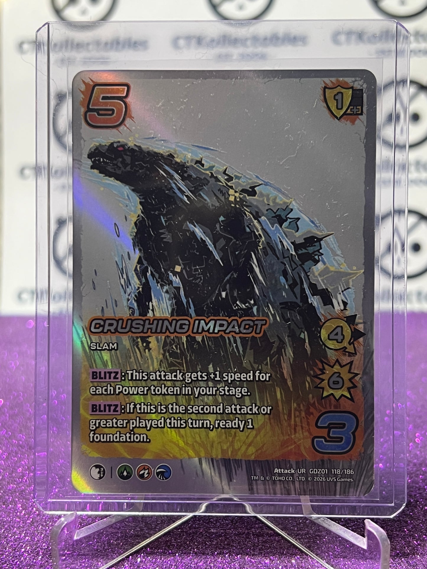 2026 UNIVERSUS GODZILLA CRUSHING IMPACT # UR GDZ01 118/186 FOIL GAME TRADING CARD