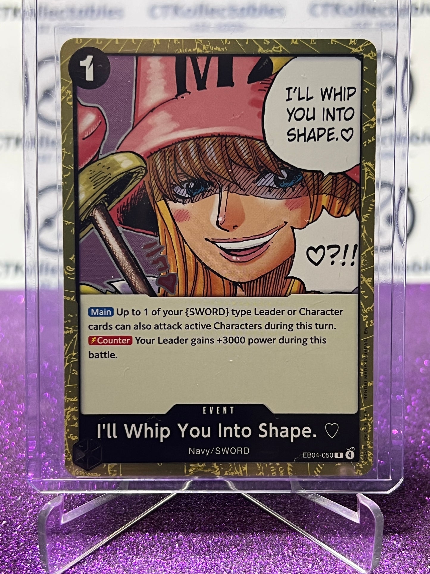 2026 ONE PIECE ADVENTURE ON KAMI'S ISLAND I'LL WHIP YOU INTO SHAPE # EB04-050 R FOIL TCG CARD