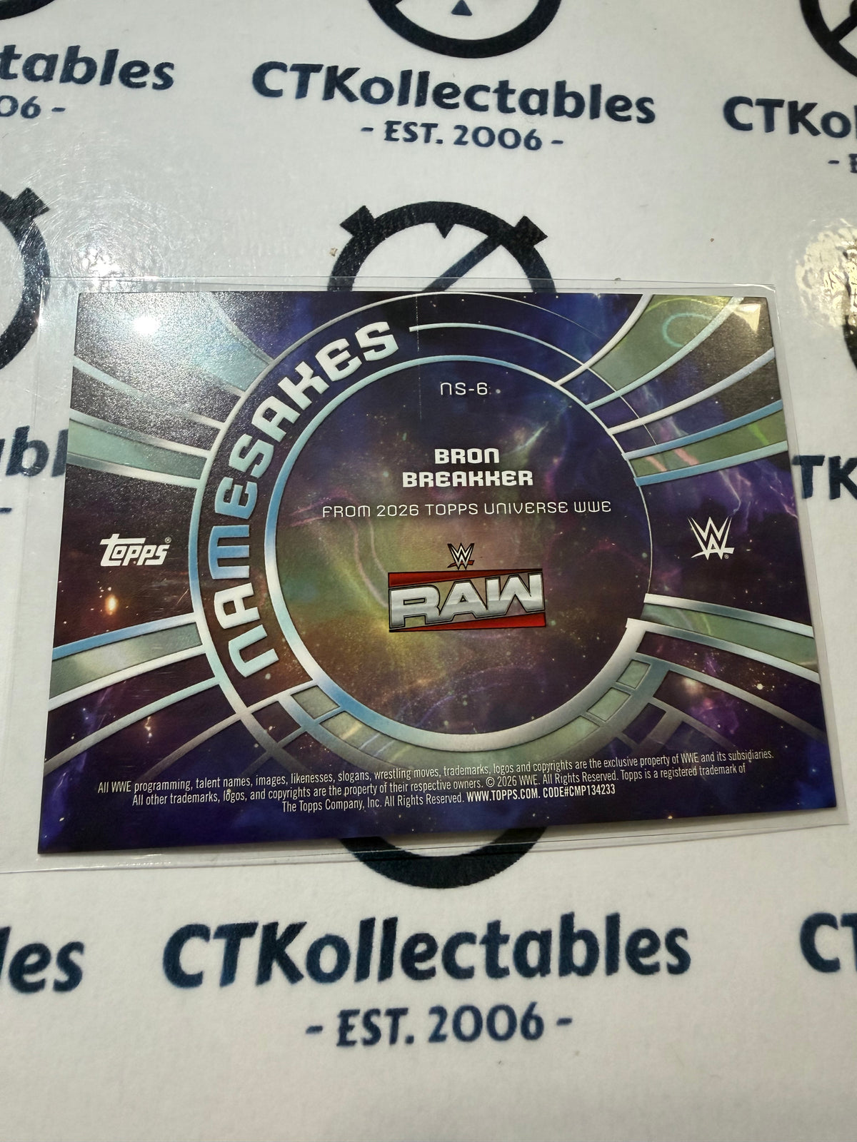 2026 WWE Topps Universe Namesakes LIGHTNING #NS-6 Bron Breaker RAW