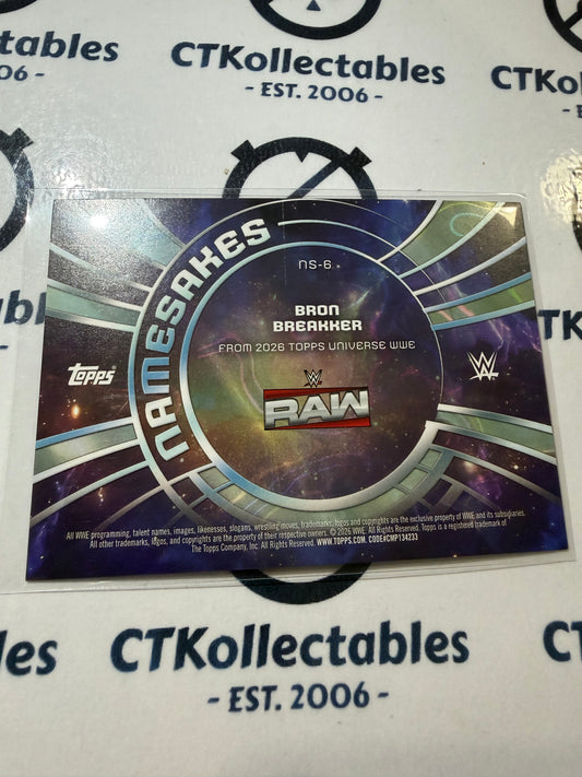2026 WWE Topps Universe Namesakes LIGHTNING #NS-6 Bron Breaker RAW
