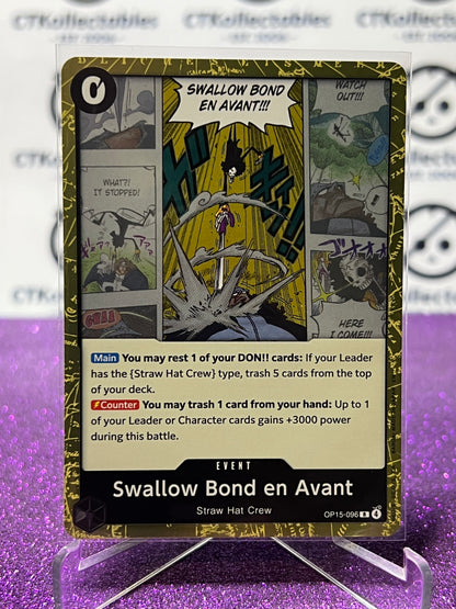 2026 ONE PIECE ADVENTURE ON KAMI'S ISLAND SWALLOW BOND EN AVANT # OP15-096 R FOIL TCG CARD