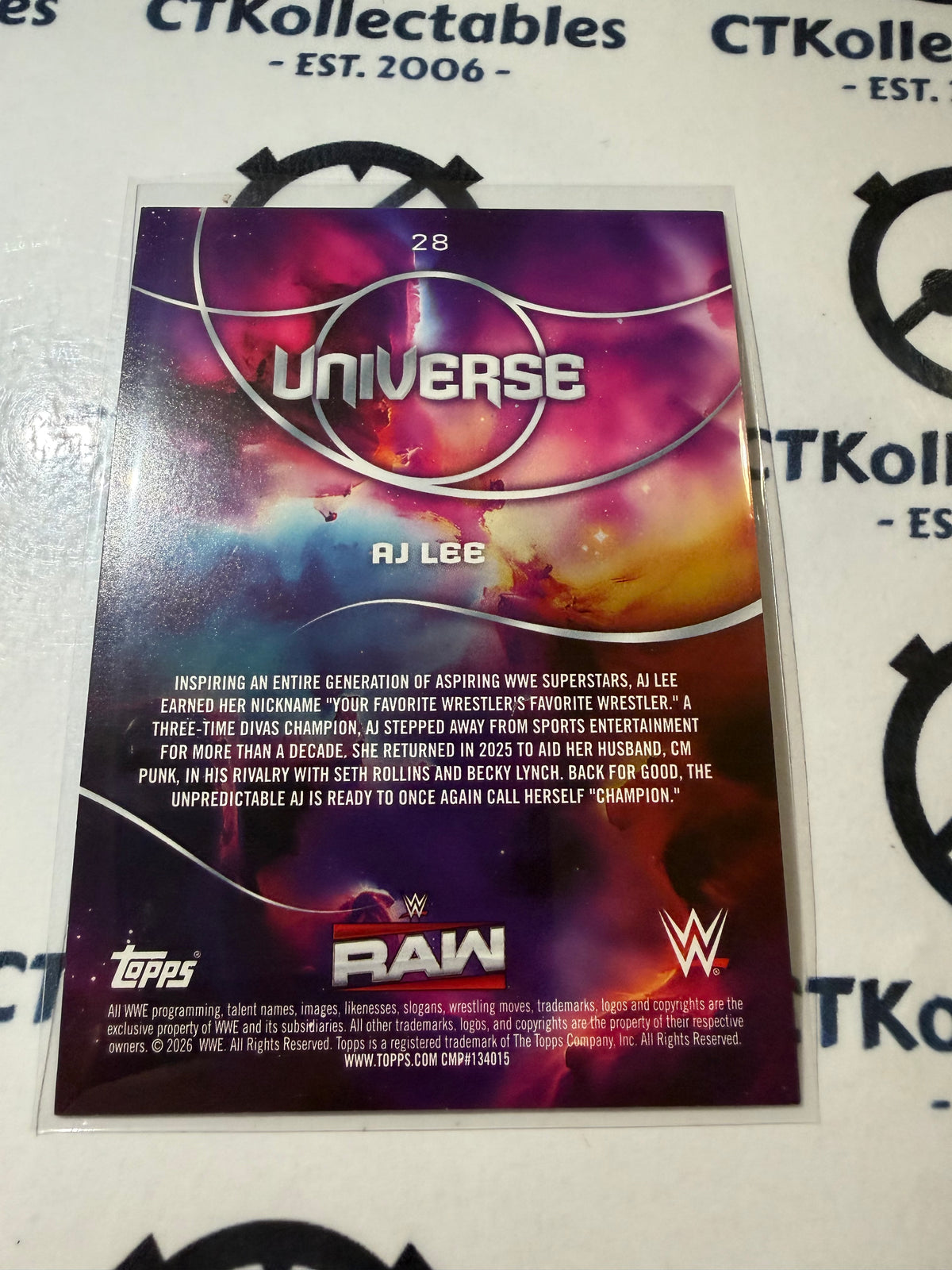 2026 WWE Topps Universe #28 Aj Lee Base Card