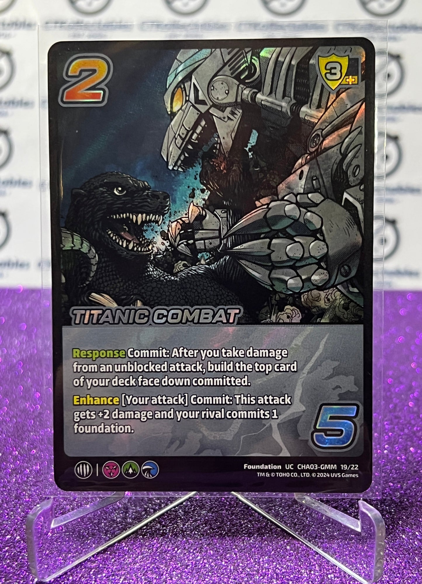 2024 UNIVERSUS GODZILLA TITANIC COMBAT # CHA03-GMM 19/22 FOIL GAME TRADING CARD