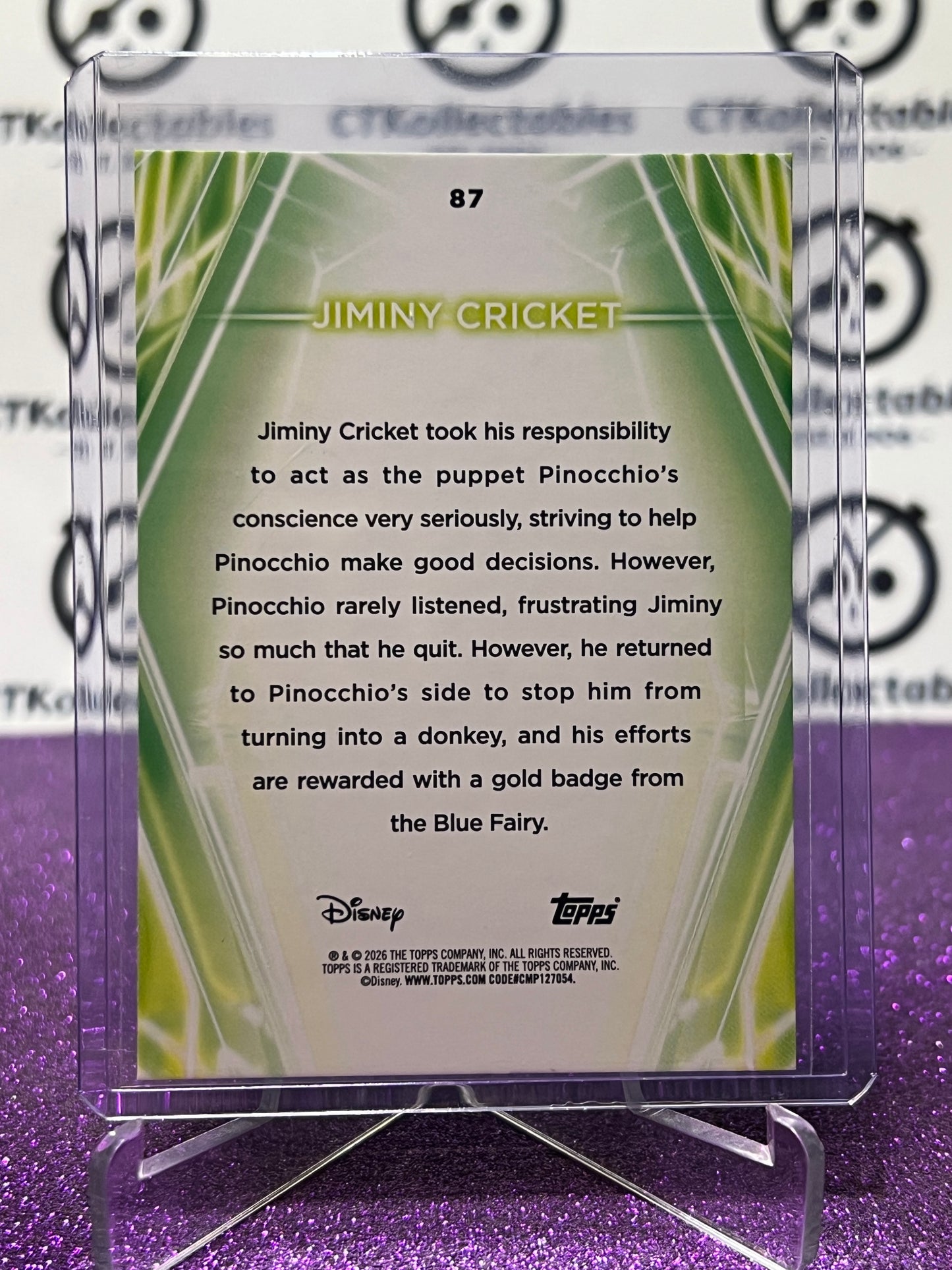 2026 DISNEY TOPPS NEON JIMINY CRICKET # 87 RAINBOW FOIL CARD