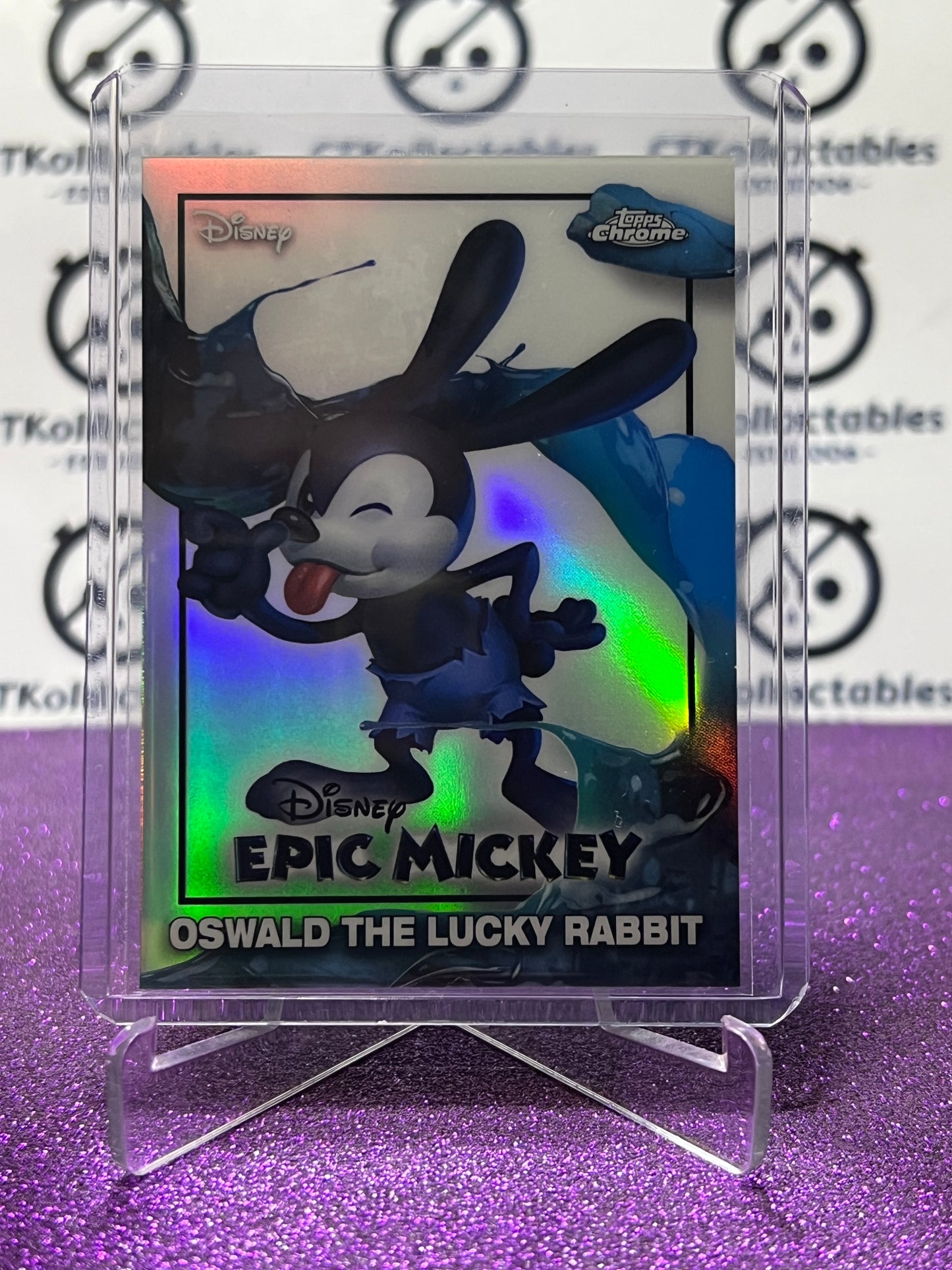 2026 DISNEY TOPPS NEON EPIC MICKEY # EM-5 OSWALD RABBIT FOIL CARD