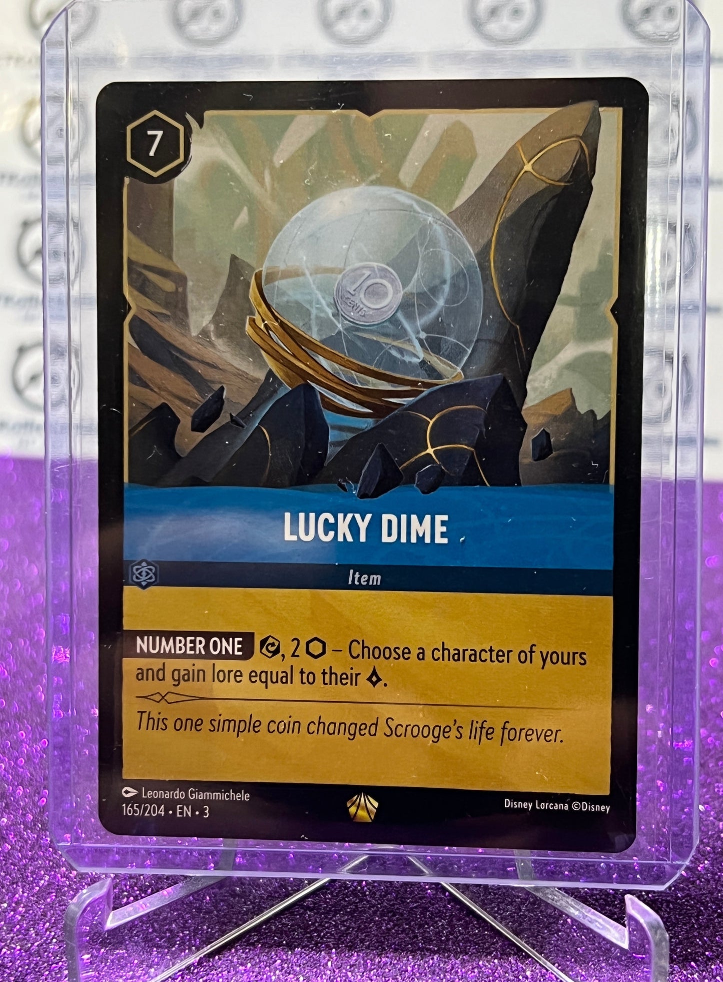 2024 DISNEY LORCANA INTO THE INKLANDS LUCKY DIME #165/204 LEGENDARY GOLD NON-FOIL CARD