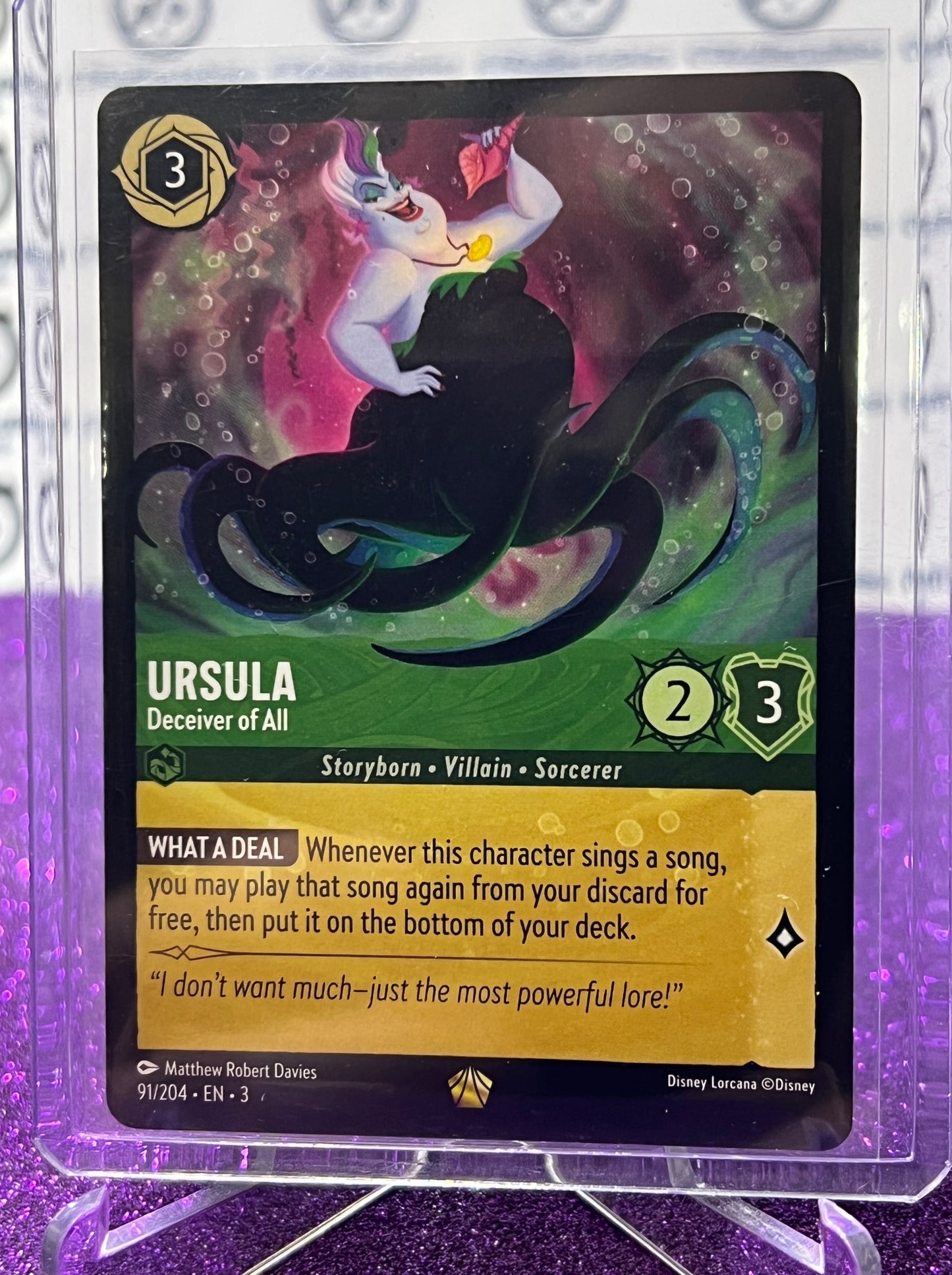 2024 DISNEY LORCANA INTO THE INKLANDS URSULA # 91/204 LEGENDARY GOLD NON-FOIL ERROR