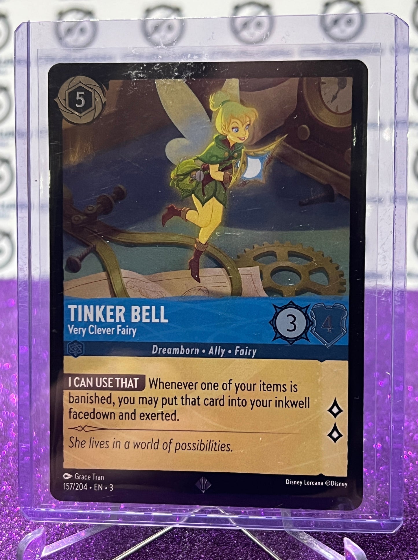 2024 DISNEY LORCANA INTO THE INKLANDS TINKER BELL # 157/204 SUPER RARE FOIL