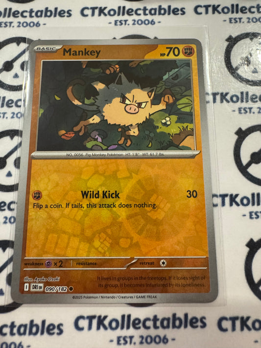 Mankey Reverse Holo #090/182 Scarlet & Violet Destined Rivals