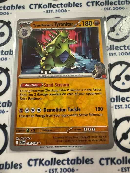 Team Rocket's Tyranitar Reverse Holo #096/182 Scarlet & Violet Destined Rivals