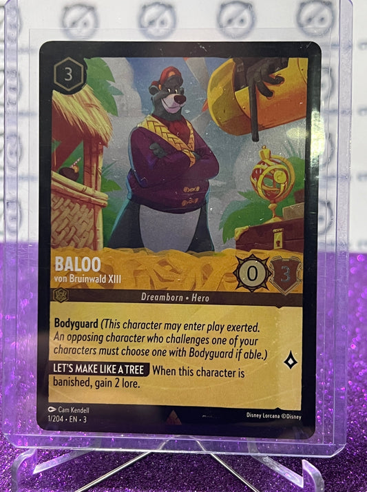 2024 DISNEY LORCANA INTO THE INKLANDS BALOO # 1/204 RARE FOIL CARD