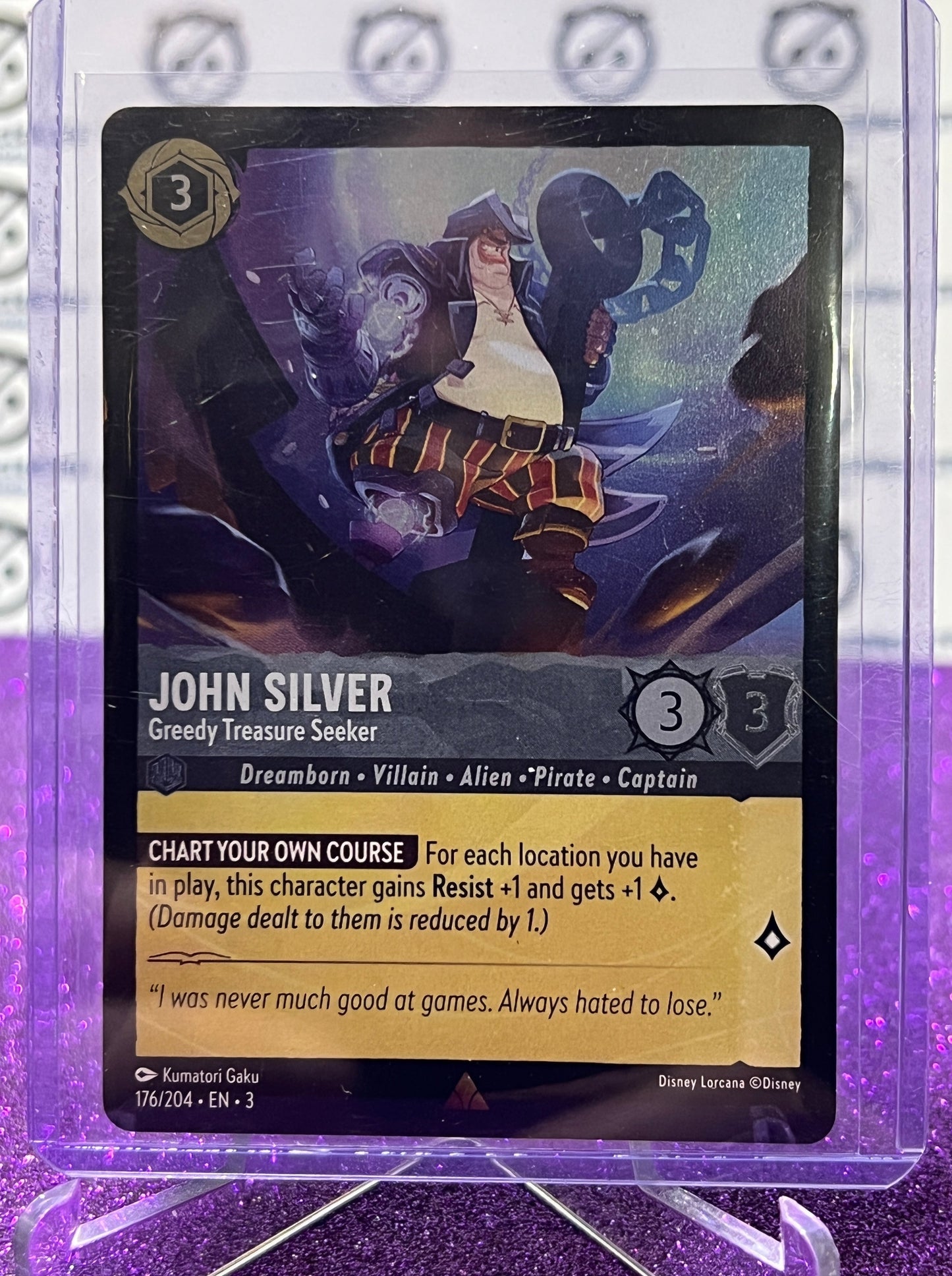 2024 DISNEY LORCANA INTO THE INKLANDS JOHN SILVER # 176/204 RARE FOIL CARD