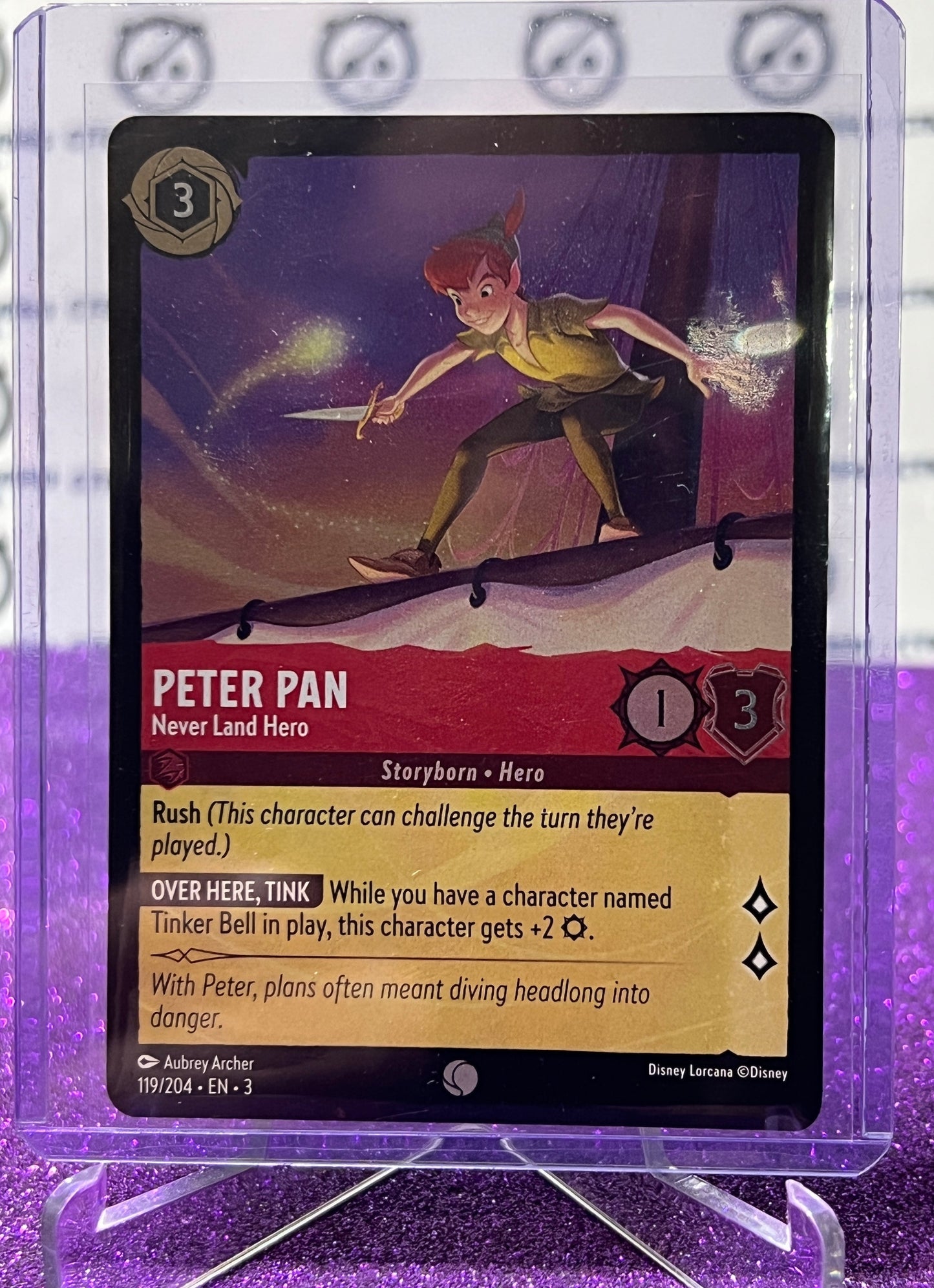 2024 DISNEY LORCANA INTO THE INKLANDS PETER PAN # 119/204 COMMON FOIL GAME CARD