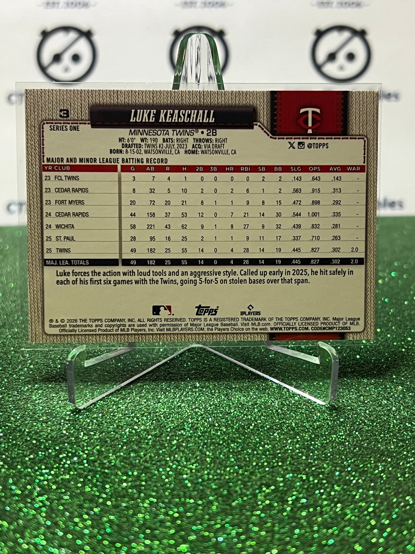 2026 TOPPS 75 LUKE KEASCHALL # 3 PARALLEL RC MINNESOTA TWINS BASEBALL CARD
