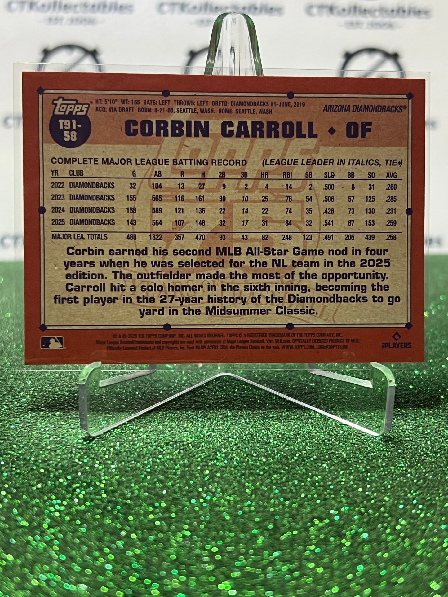 2026 TOPPS 75 CORBIN CARROLL # T91-59 RED BACK ARIZONA DIAMONDBACKS BASEBALL CARD