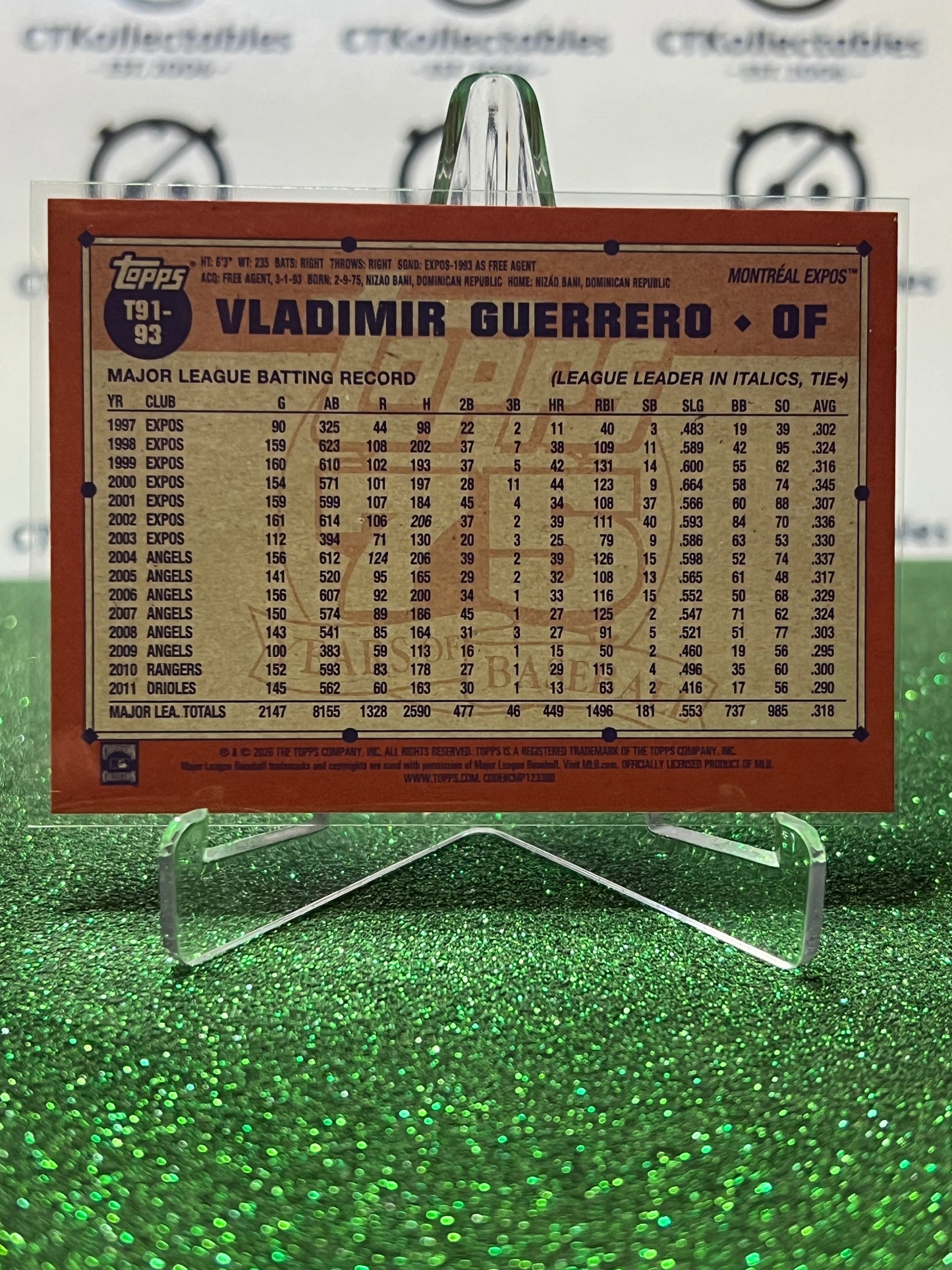 2026 TOPPS 75 VLADIMIR GUERRERO # T91-93 RED BACK MONTREAL EXPOS BASEBALL CARD