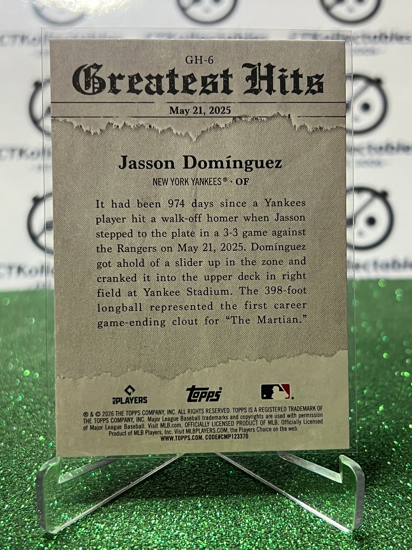 2026 TOPPS 75 JASSON DOMINGUEZ # GH-6 GREATEST HITS NEW YORK YANKEES BASEBALL CARD