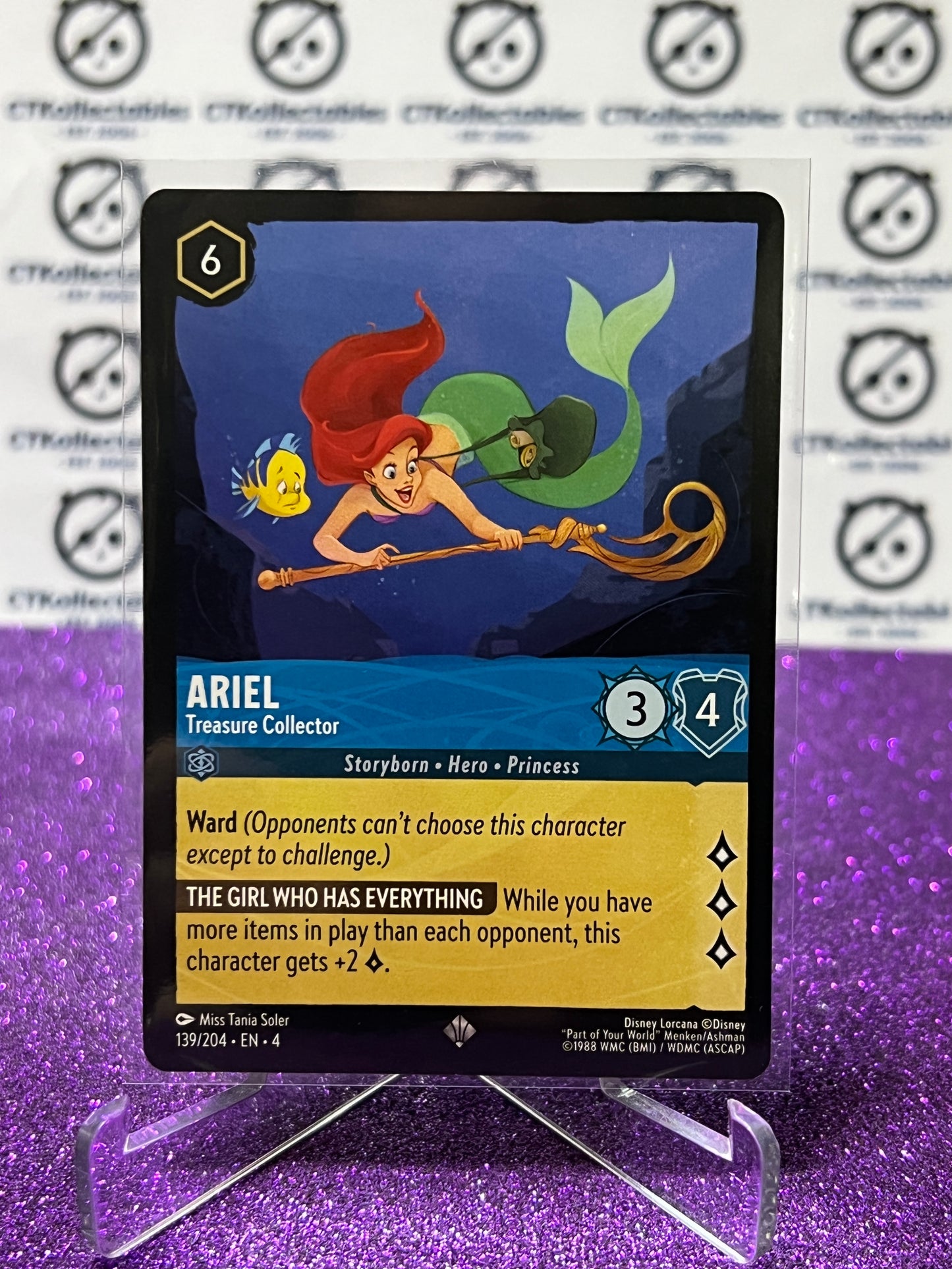 2024 DISNEY LORCANA URSULA'S RETURN ARIEL # 139/204 SUPER RARE NON-FOIL GAME CARD