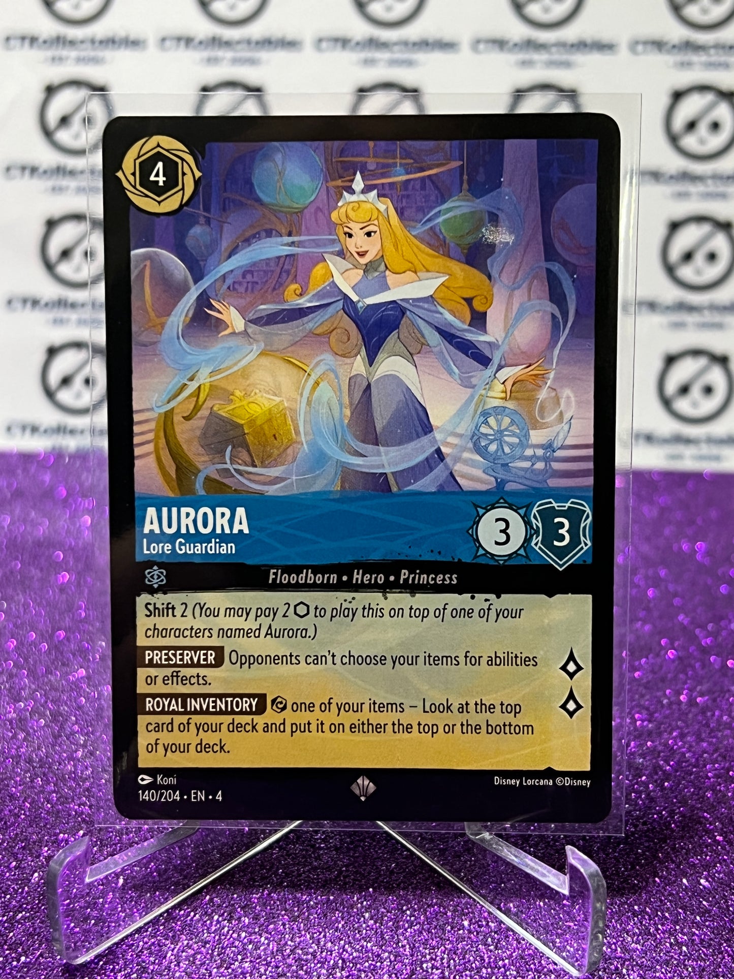 2024 DISNEY LORCANA URSULA'S RETURN AURORA # 140/204 SUPER RARE NON-FOIL GAME CARD