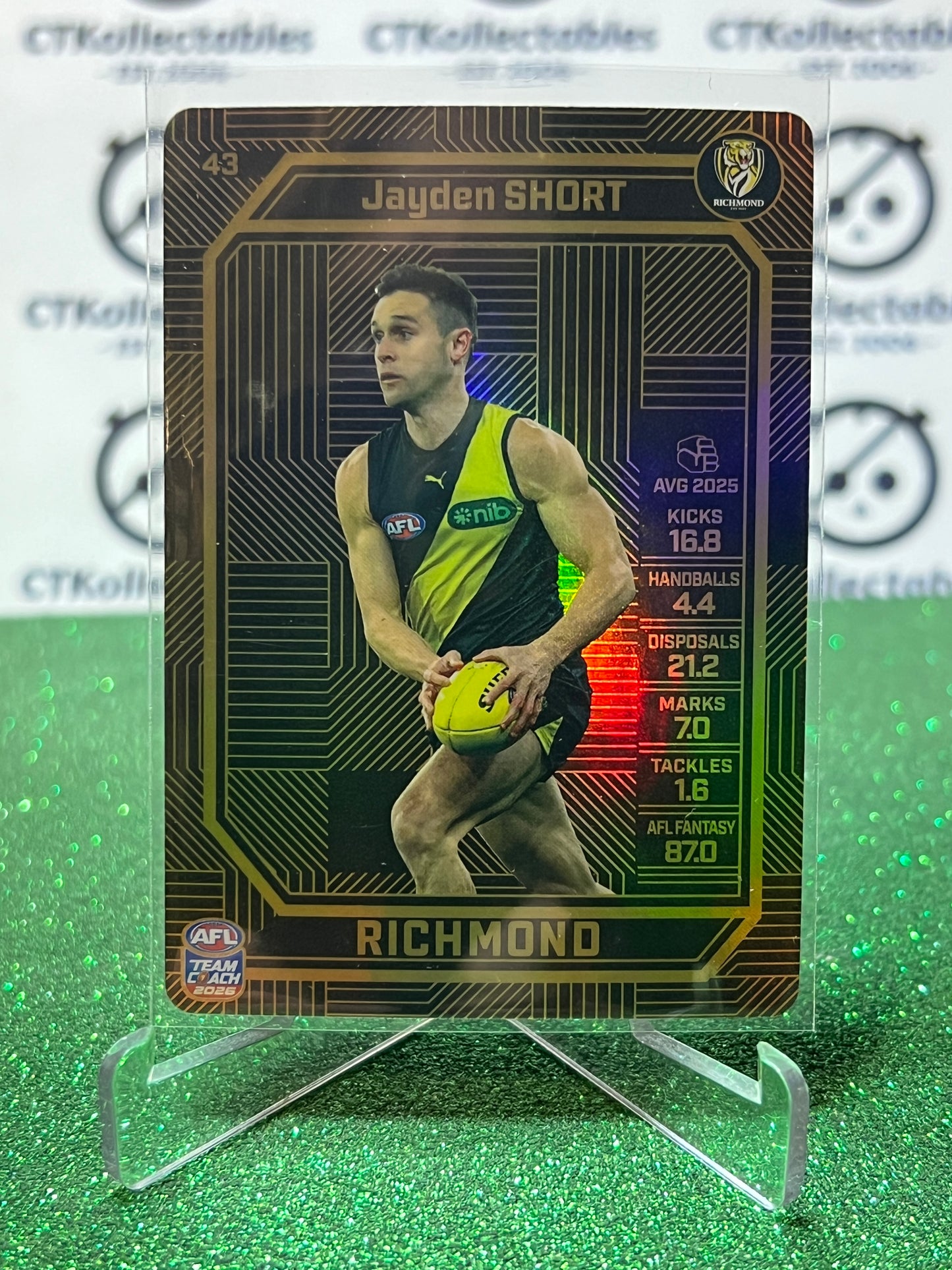 2026 AFL TEAMCOACH JAYDEN SHORT # 43 BRONZE RICHMOND TIGERS