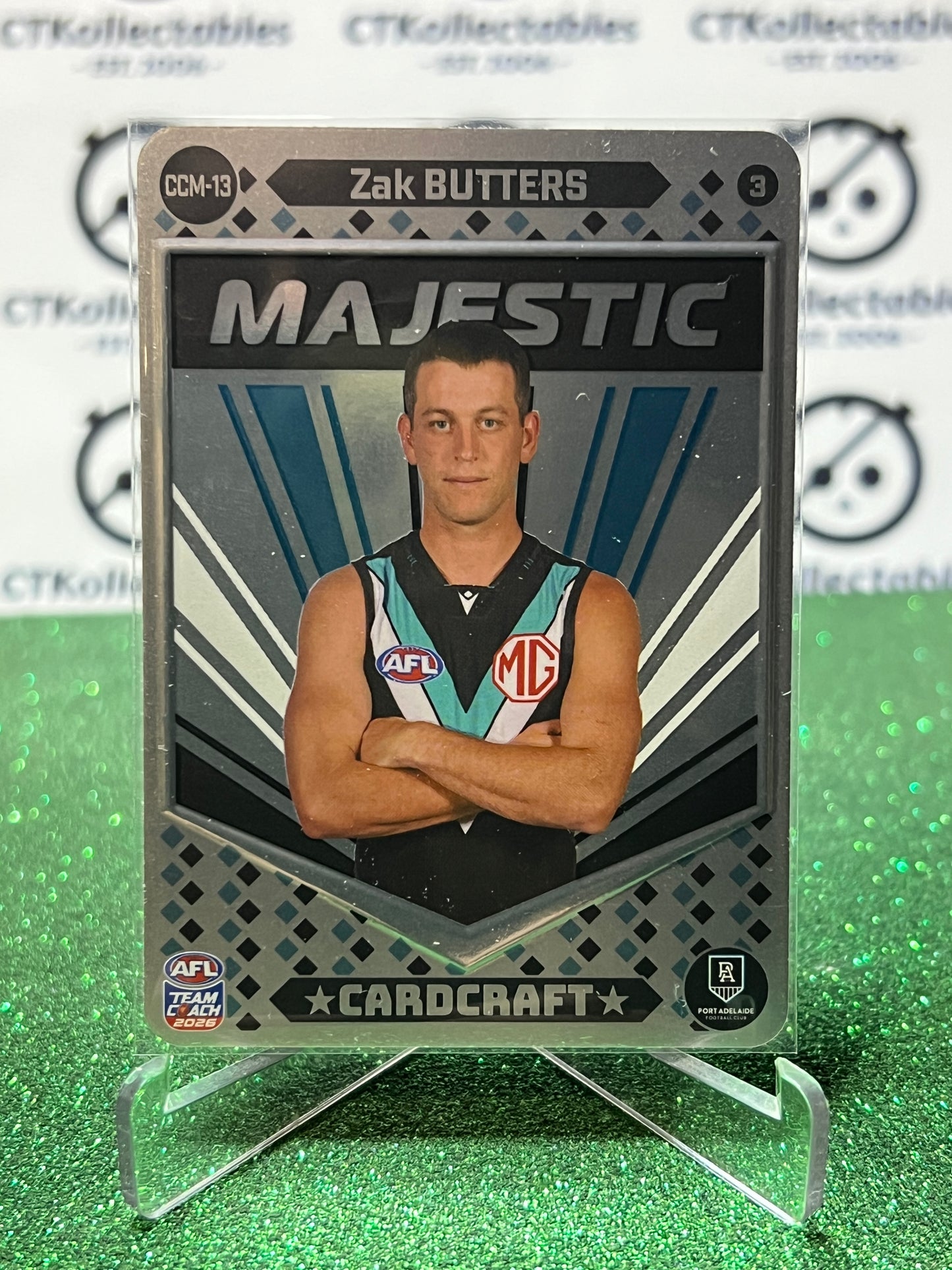 2026 AFL TEAMCOACH ZAK BUTTERS # CCM-13 MAJESTIC PORTRAIT CARD PORT ADELAIDE POWER