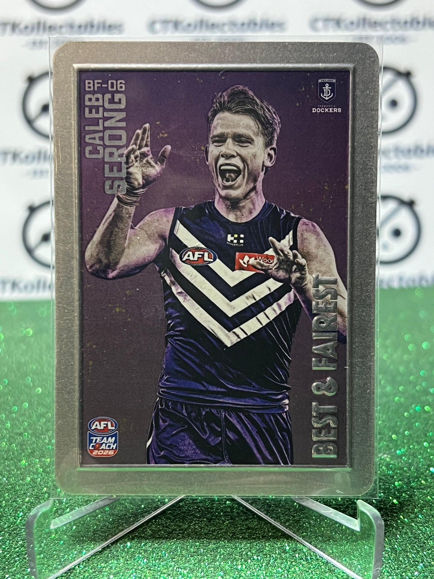 2026 AFL TEAMCOACH CALEB SERONG # BF-06 SILVER BEST & FAIREST FREMANTLE DOCKERS