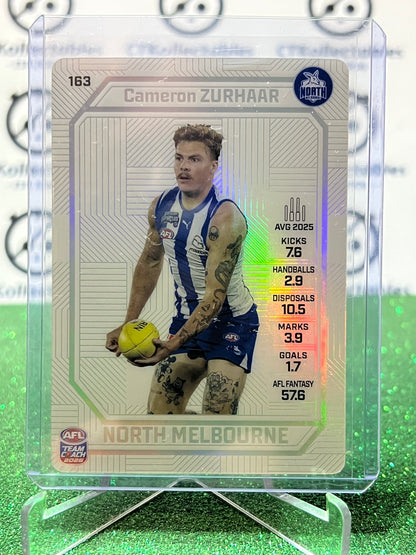 2026 AFL TEAMCOACH CAMERON ZURHAAR #163 PERAL CARD NORTH MELBOURNE KANGAROOS