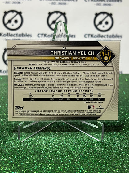 2026  BOWMAN  CHRISTIAN YELICH # 67 MILWAUKEE BREWERS BASEBALL CARD