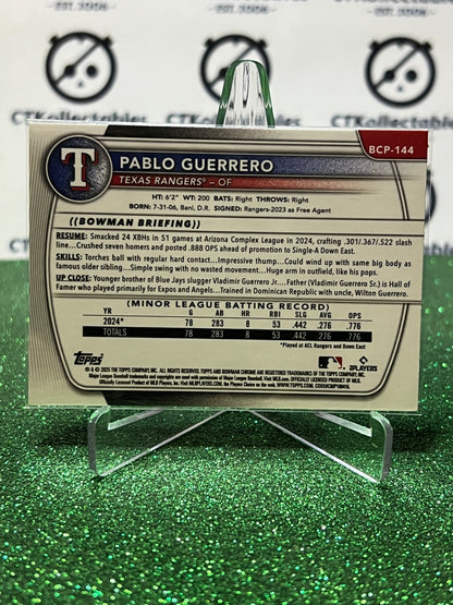 2026  BOWMAN CHROME PABLO GUERRERO # BCP-144 TEXAS RANGERS  BASEBALL CARD