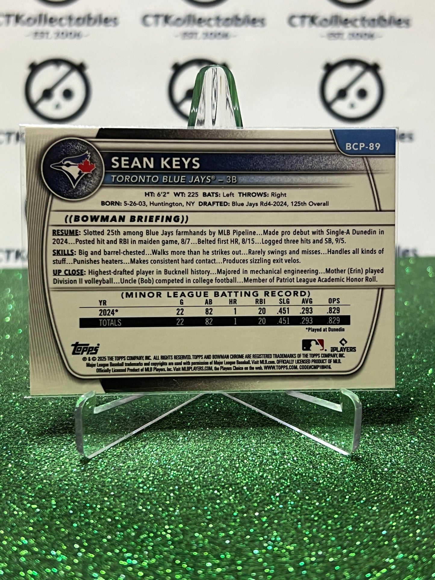 2026  BOWMAN CHROME SEAN KEYS 1ST # BCP-89 TORONTO BLUE JAYS BASEBALL CARD