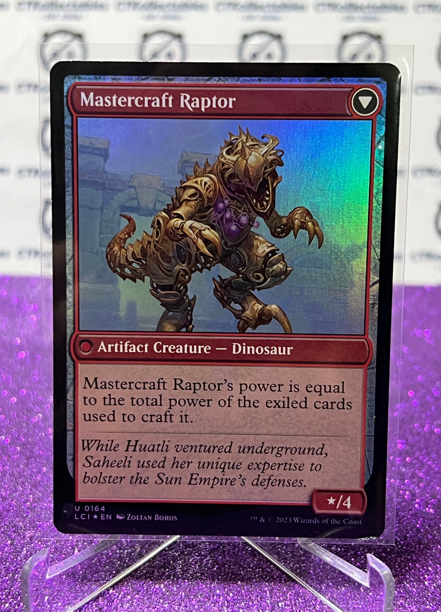 2023 MAGIC THE GATHERING THE LOST CAVERNS OF IXALAN MASTERCRAFT RAPTOR # U 0164 FOIL ARTIFACT CREATURE - DINOSAUR UNCOMMON CARD