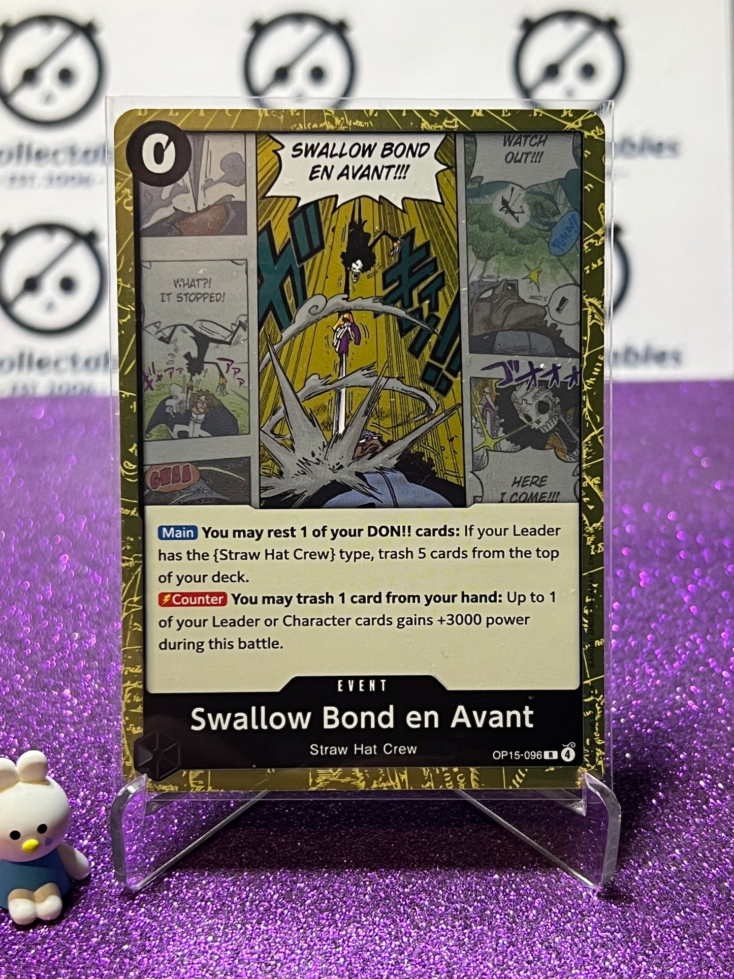2026 ONE PIECE ADVENTURE ON KAMI'S ISLAND SWALLOW BOND EN AVANT # OP15-096 R FOIL TCG CARD